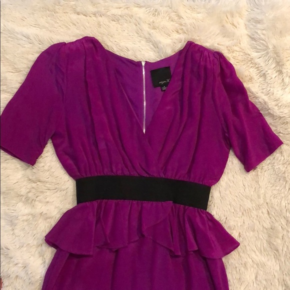 Fuchsia Aryn K. Silk Peplum Dress spring wedding - Picture 2 of 6